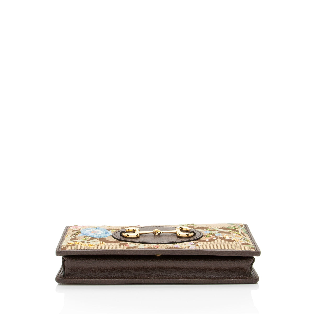 Gucci Embroidered Jumbo GG Canvas Horsebit 1955 Wallet on Chain (SHF-KtvM2R)