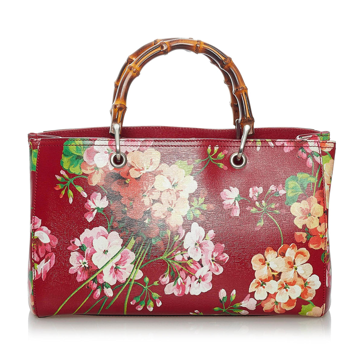 Gucci Flora Bamboo Shopper Leather Satchel (SHG-29733)
