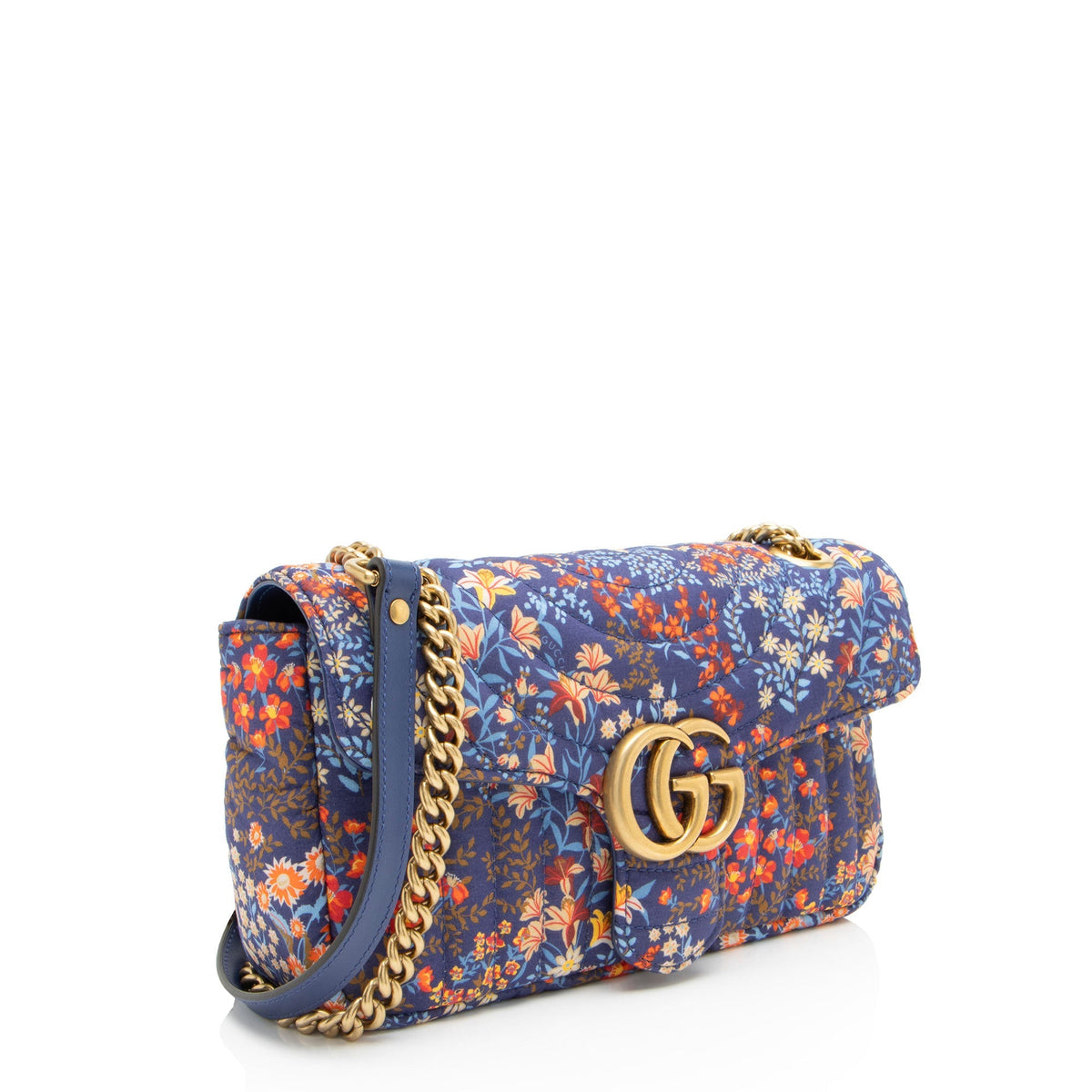 Gucci Floral Matelasse Cotton GG Marmont Small Flap Bag