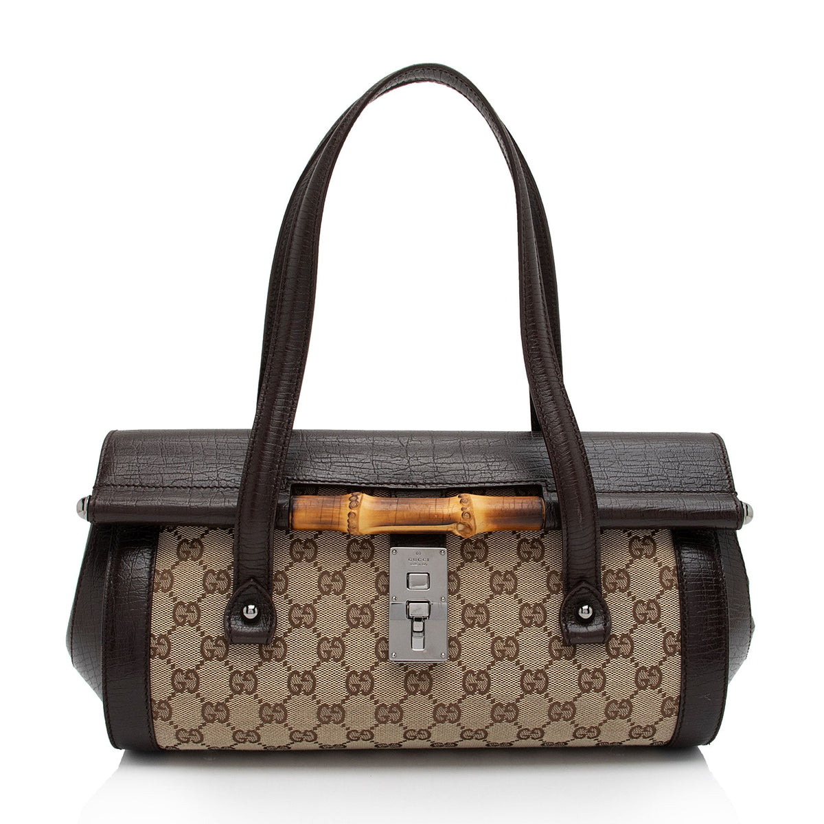 Gucci GG Canvas Bamboo Bullet Medium Satchel (SHF-6OHkiG)