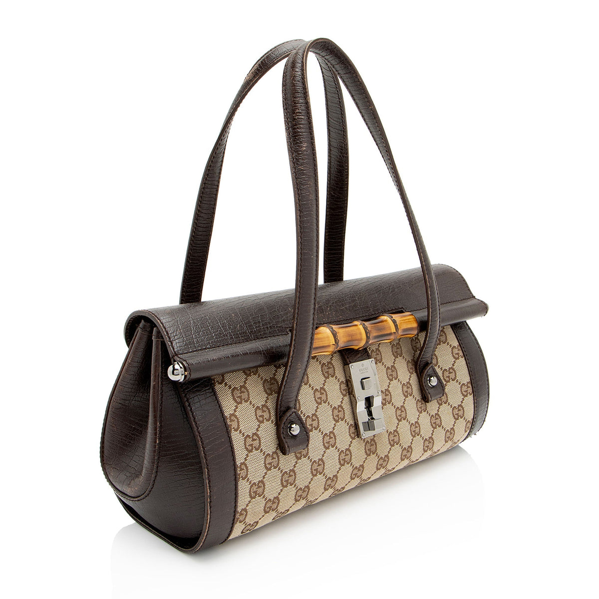 Gucci GG Canvas Bamboo Bullet Medium Satchel (SHF-QsKk05)