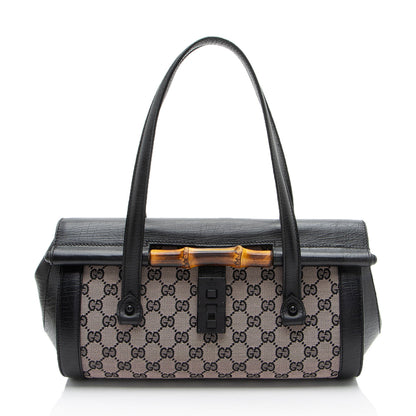 Gucci GG Canvas Bamboo Bullet Medium Satchel