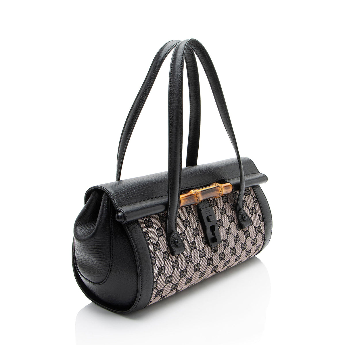 Gucci GG Canvas Bamboo Bullet Medium Satchel