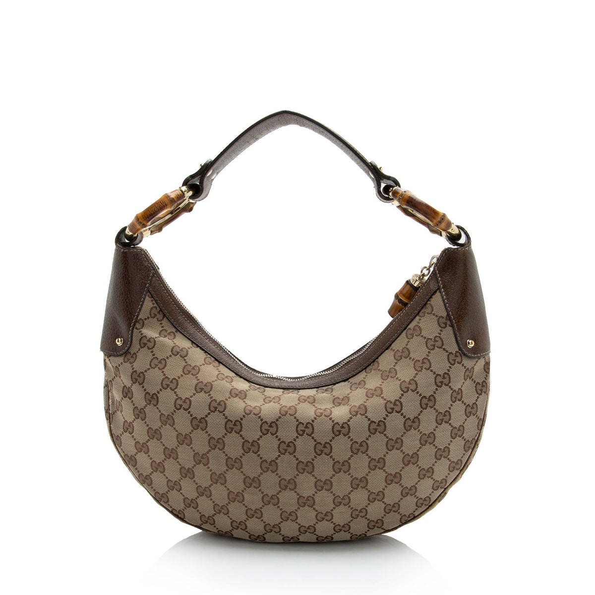 Gucci GG Canvas Bamboo Half Moon Medium Hobo (SHF-6eqEZt)