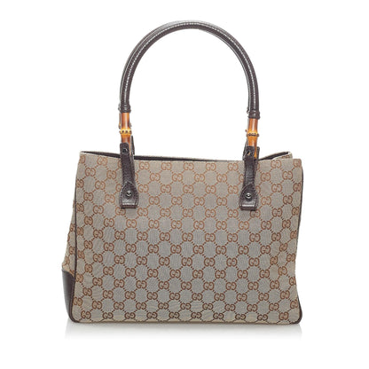 Gucci GG Canvas Bamboo Handbag (SHG-34105)