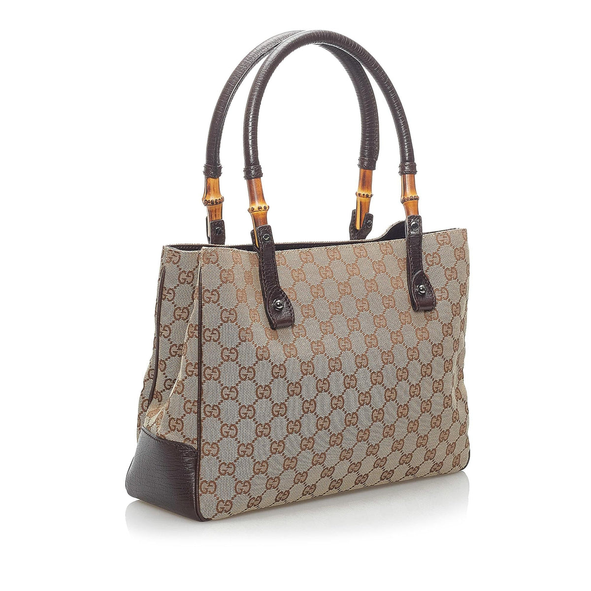 Gucci GG Canvas Bamboo Handbag (SHG-34105)