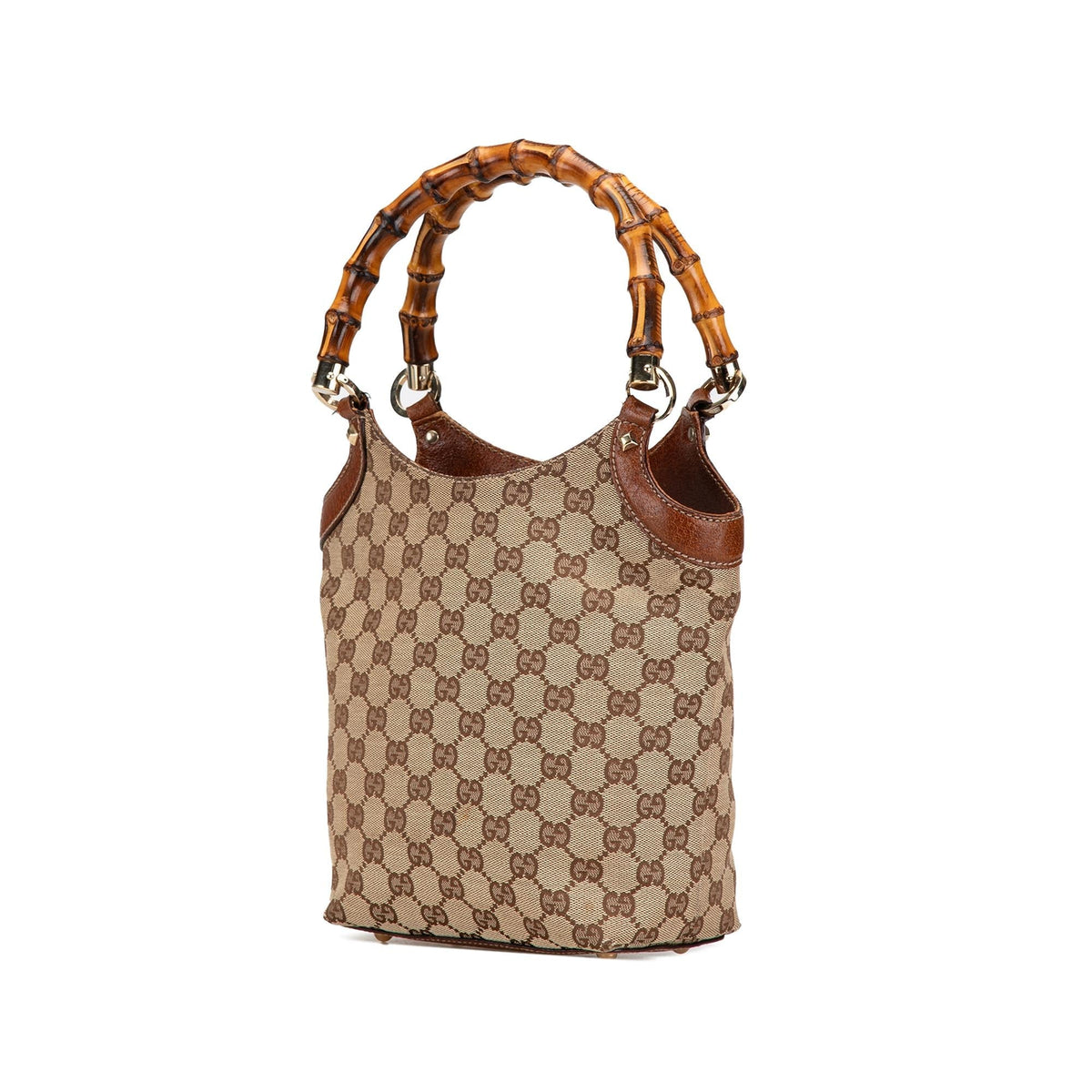 Gucci GG Canvas Bamboo Handbag