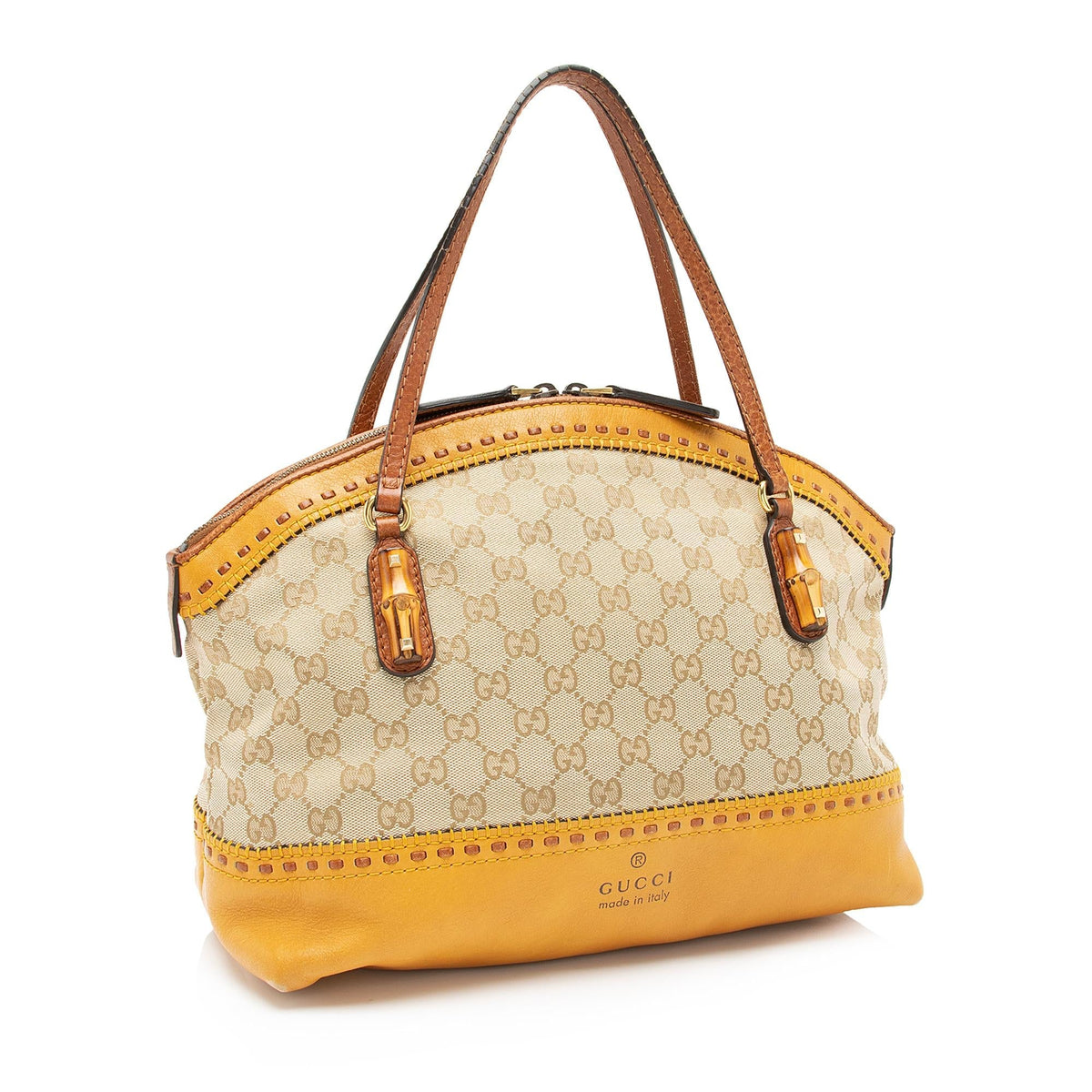 Gucci GG Canvas Bamboo Laidback Crafty Dome Satchel (SHF-galLHz)