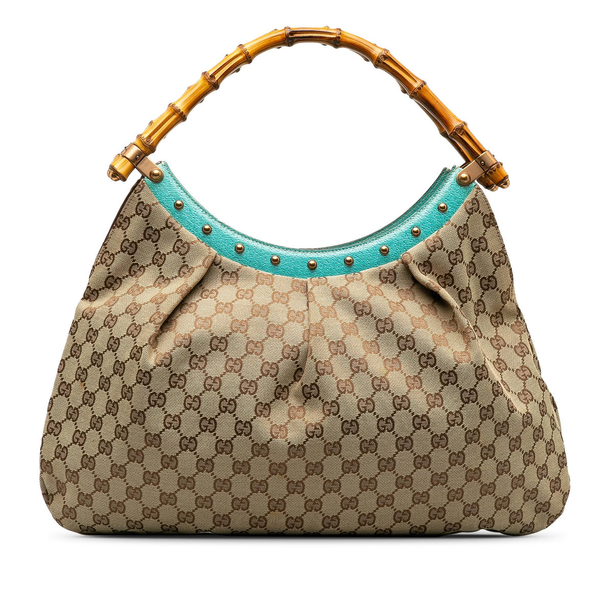 Gucci GG Canvas Bamboo Studded Handbag (SHG-7VMhOz)