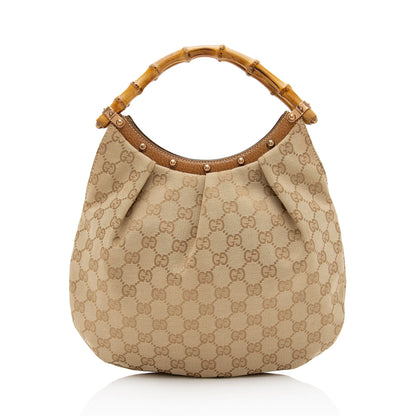 Gucci GG Canvas Bamboo Studded Small Hobo (SHF-EISNu2)