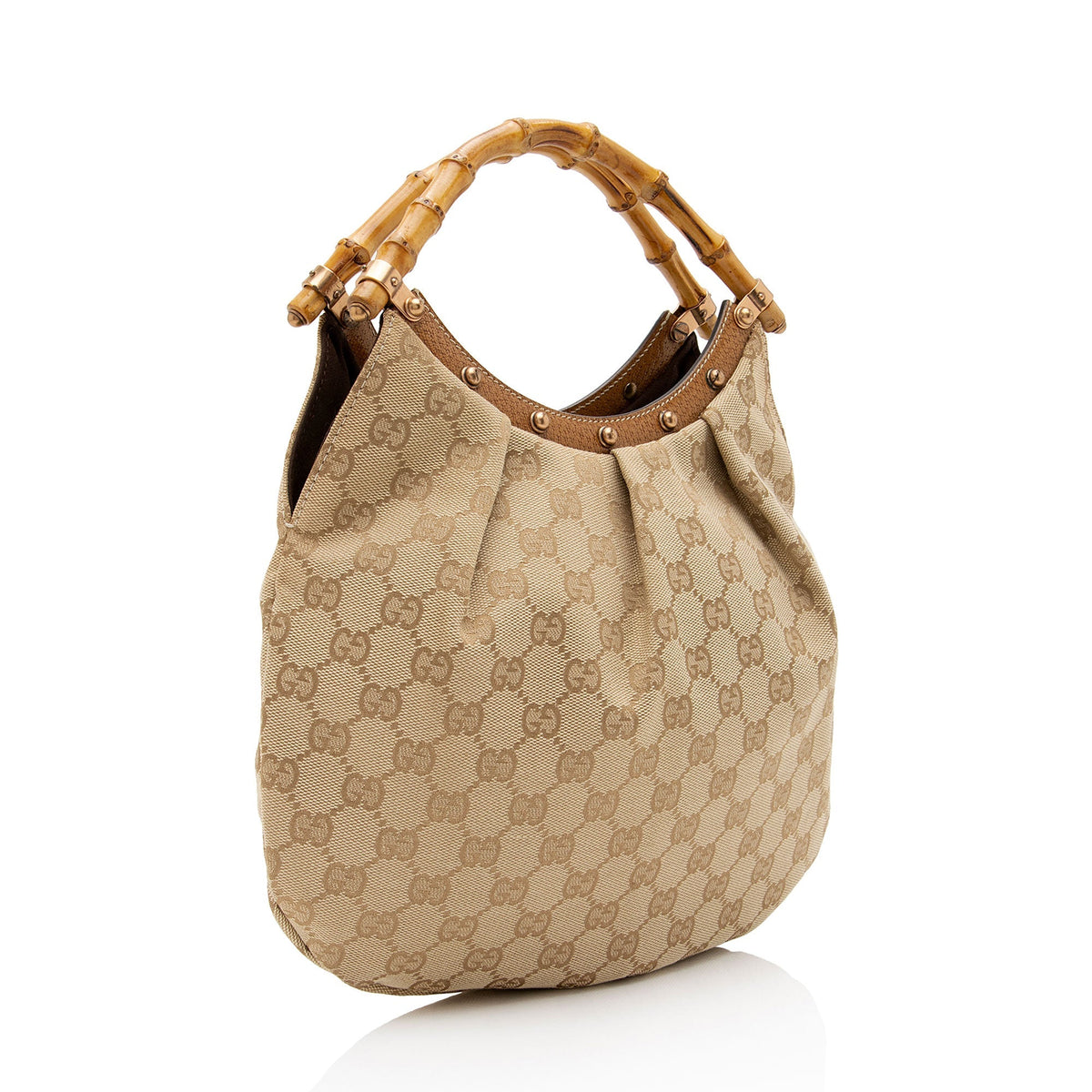 Gucci GG Canvas Bamboo Studded Small Hobo (SHF-EISNu2)