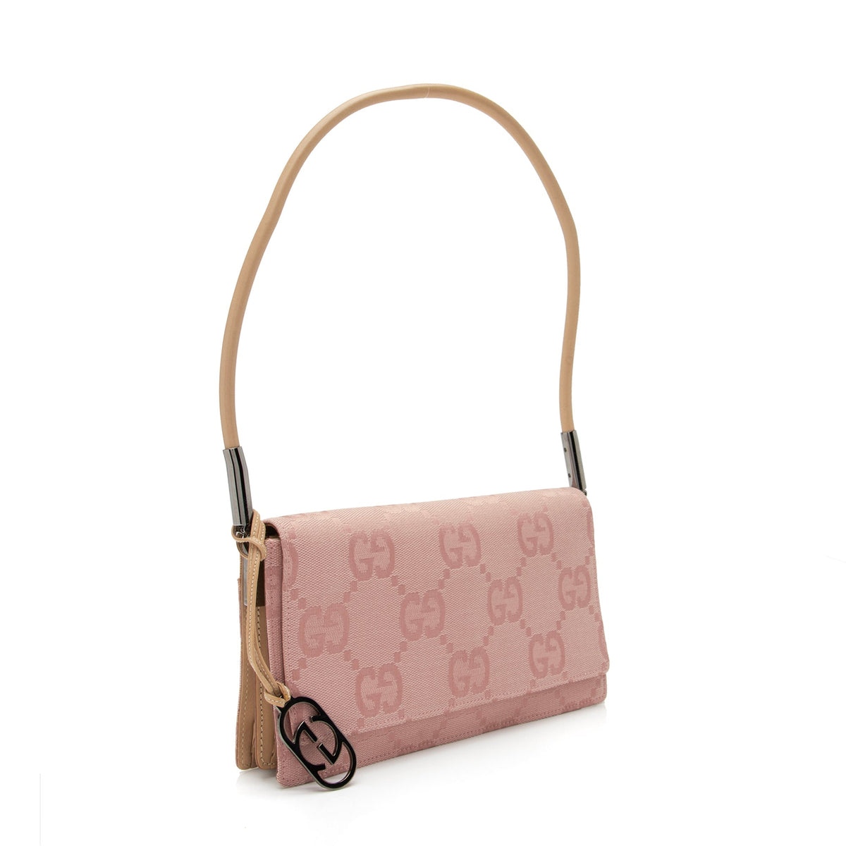 Gucci GG Canvas Charm Pochette Flap Bag (SHF-23494)