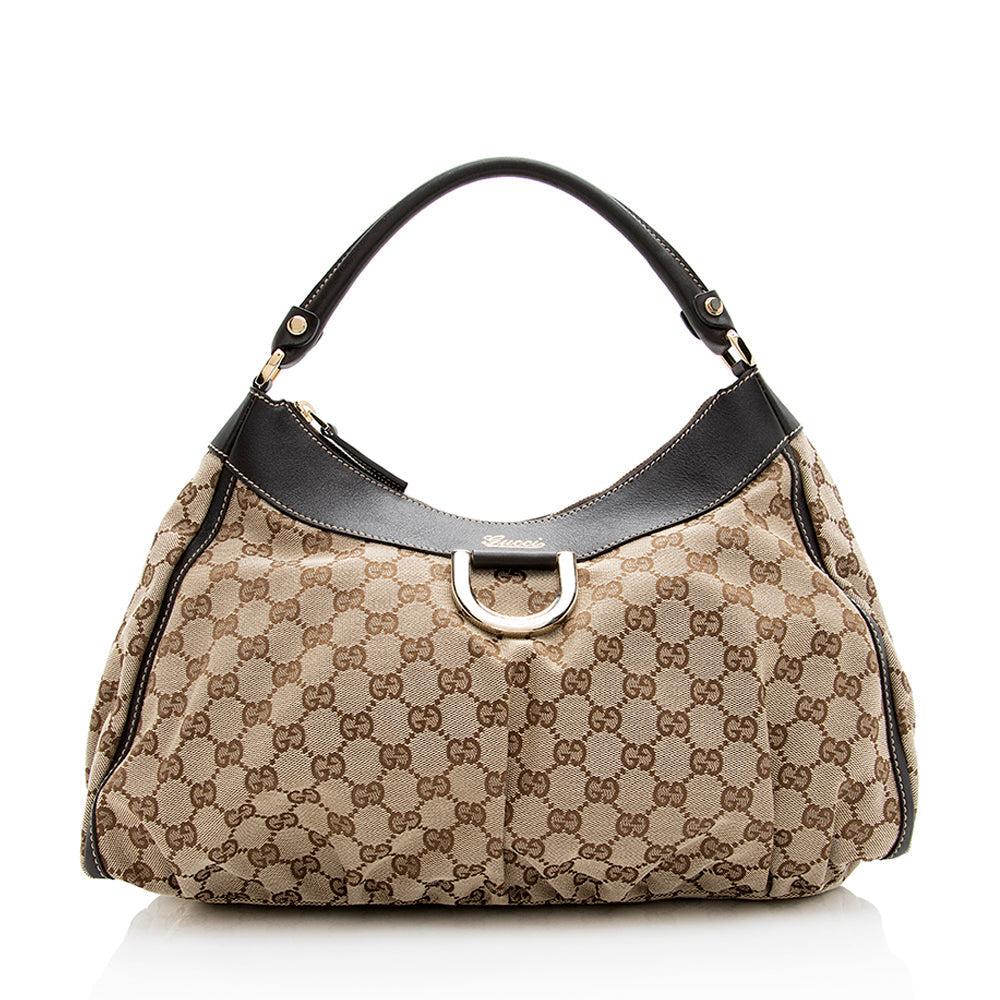 Gucci GG Canvas D-Ring Medium Hobo (SHF-19719)