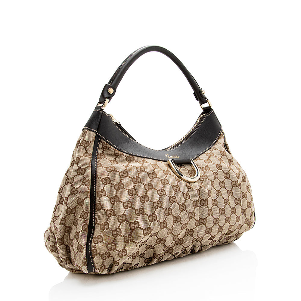 Gucci GG Canvas D-Ring Medium Hobo (SHF-19719)
