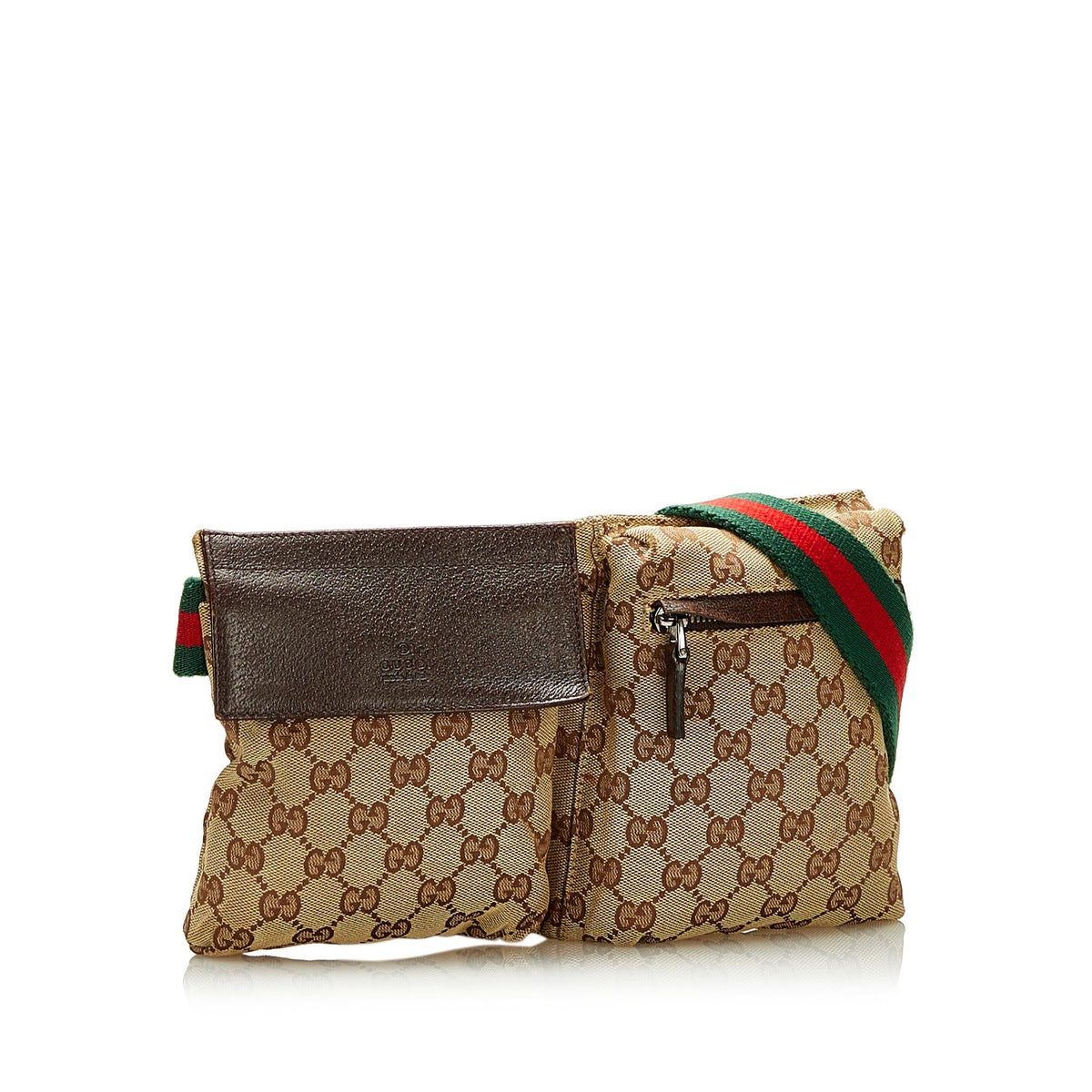 Gucci GG Canvas Double Pocket Belt Bag (SHG-37191)