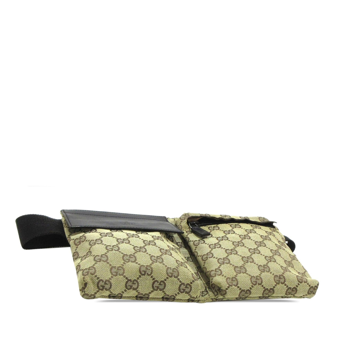 Gucci GG Canvas Double Pocket Belt Bag (SHG-YKH3IL)