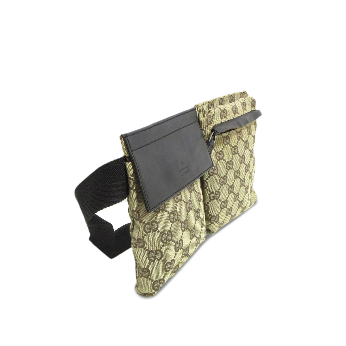 Gucci GG Canvas Double Pocket Belt Bag (SHG-YKH3IL)