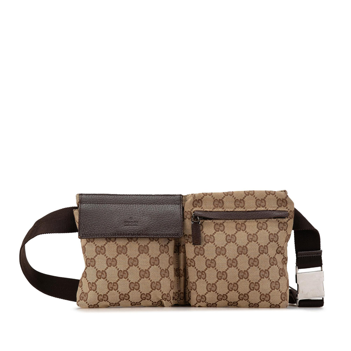 Gucci GG Canvas Double Pocket Belt Bag (SHG-4MdUlJ)