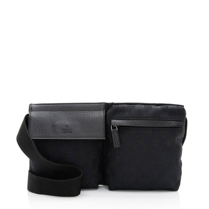 Gucci GG Canvas Double Pocket Belt Bag (SHF-a1zpfw)
