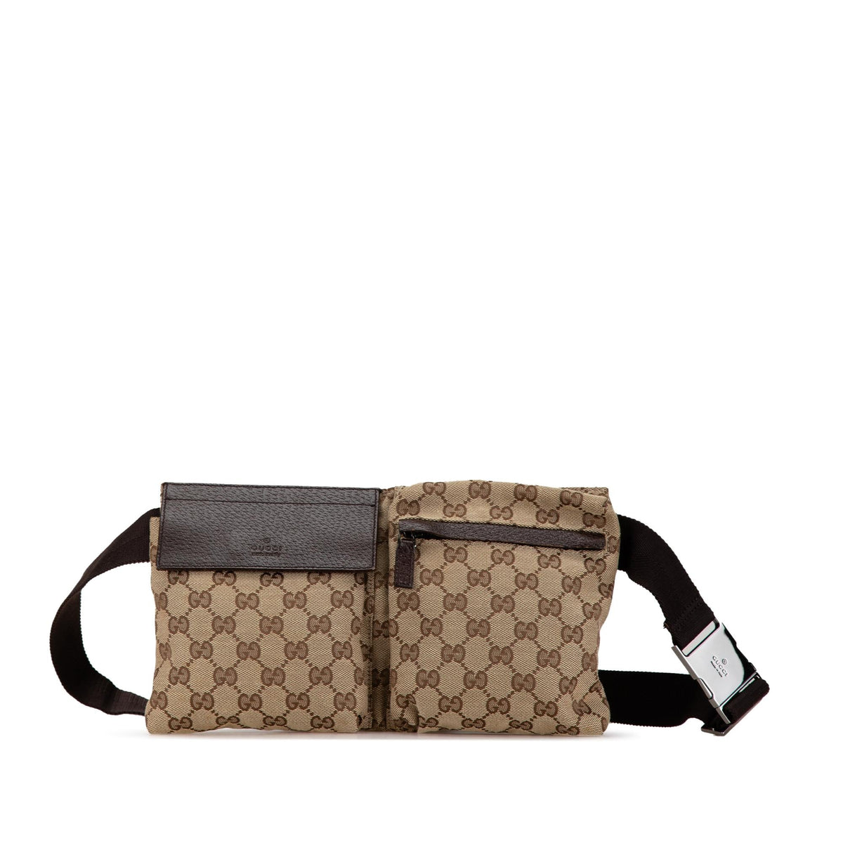 Gucci GG Canvas Double Pocket Belt Bag (SHG-e5K44J)