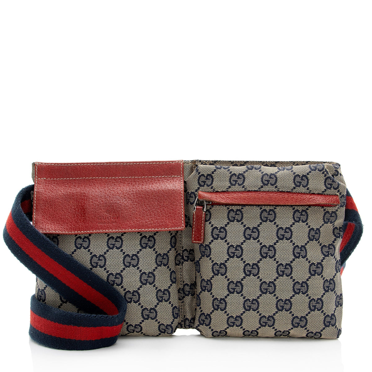 Gucci GG Canvas Double Pocket Belt Bag (SHF-SkYvtK)