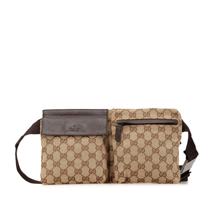 Gucci GG Canvas Double Pocket Belt Bag (SHG-g4W9QX)