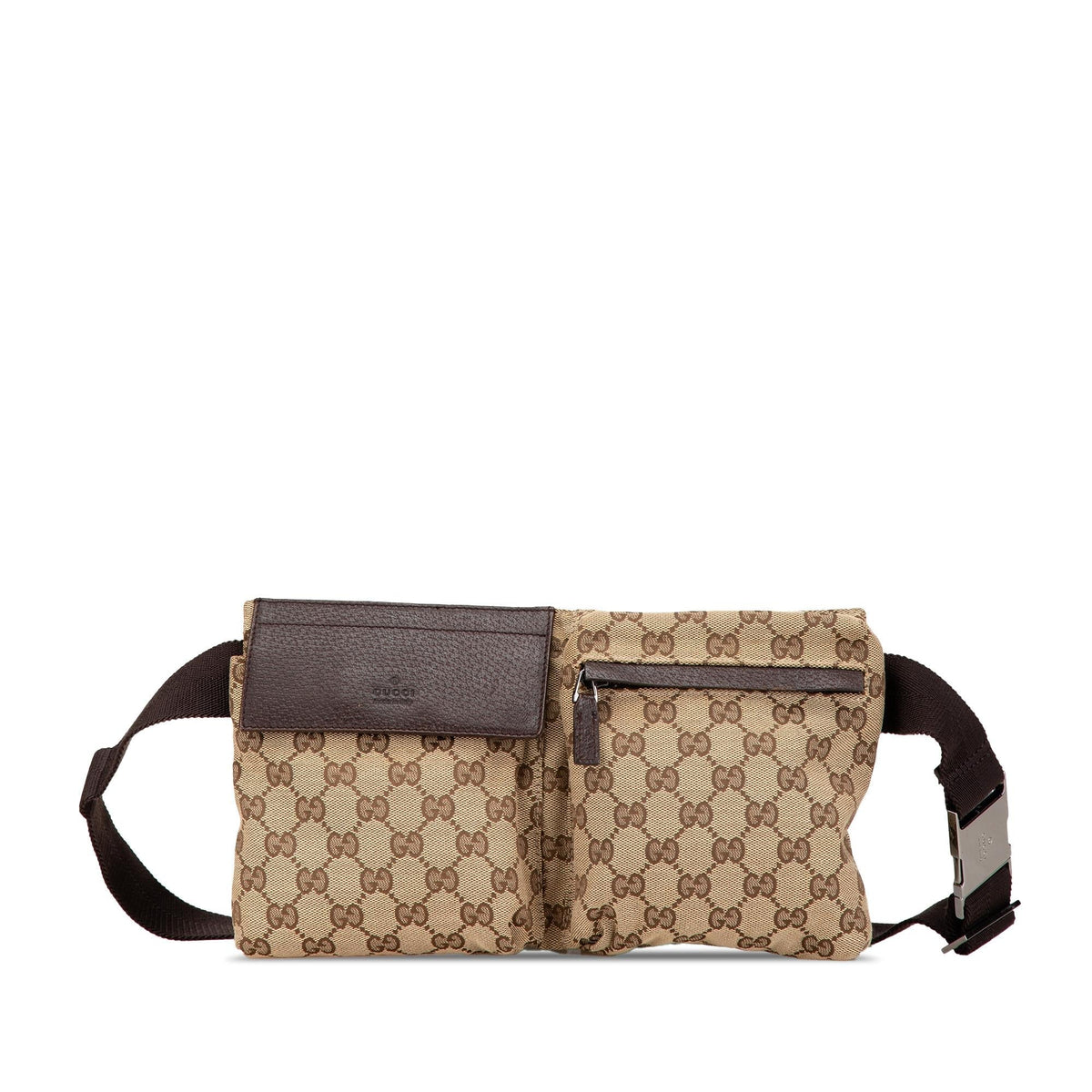Gucci GG Canvas Double Pocket Belt Bag