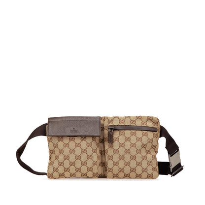 Gucci GG Canvas Double Pocket Belt Bag