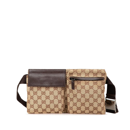 Gucci GG Canvas Double Pocket Belt Bag
