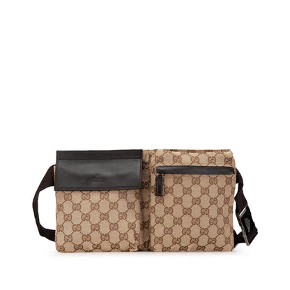 Gucci GG Canvas Double Pocket Belt Bag