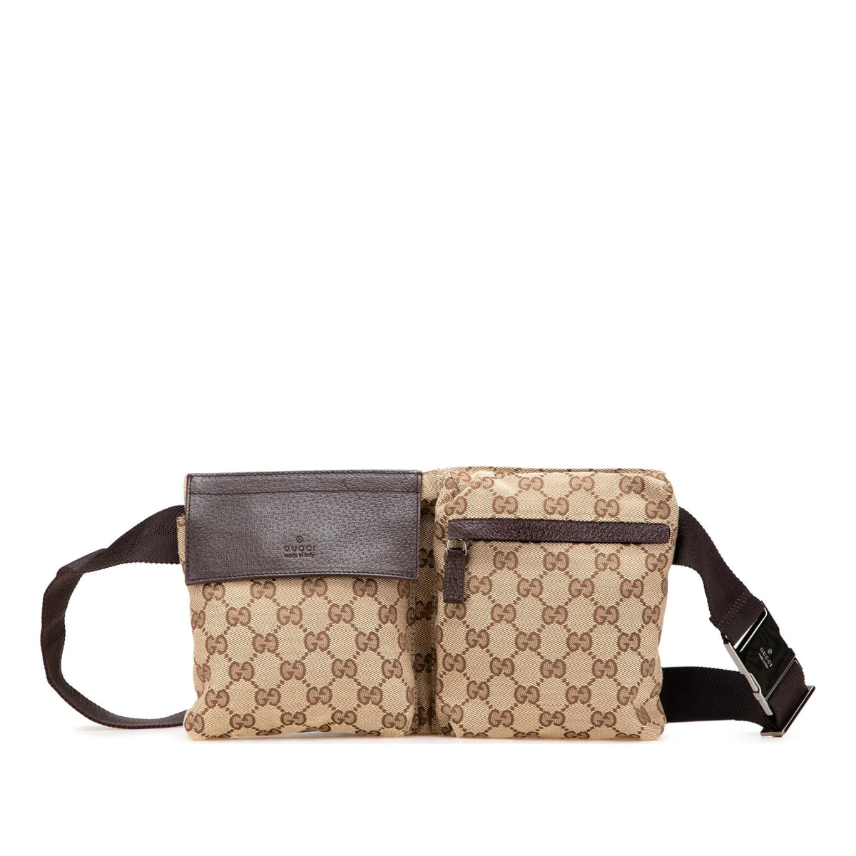 Gucci GG Canvas Double Pocket Belt Bag