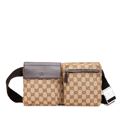 Gucci GG Canvas Double Pocket Belt Bag