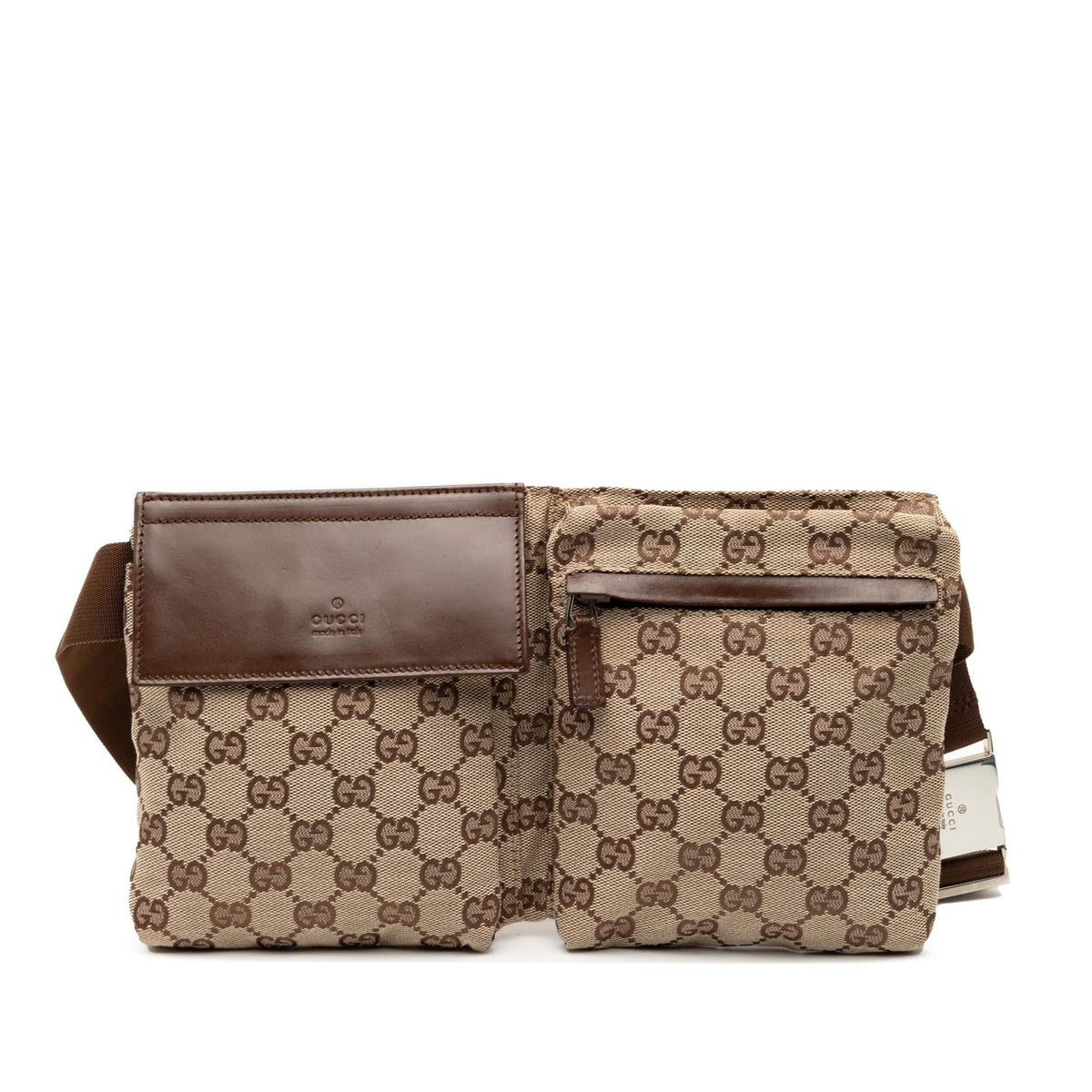 Gucci GG Canvas Double Pocket Belt Bag