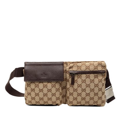 Gucci GG Canvas Double Pocket Belt Bag