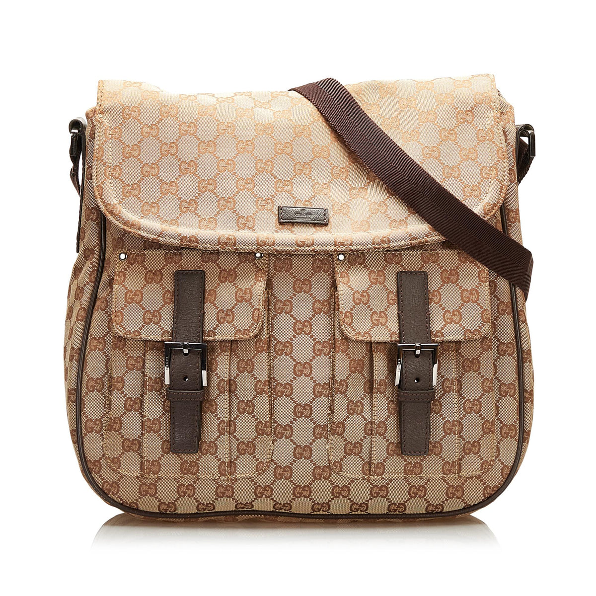 Gucci GG Canvas Double Pocket Flap Messenger (SHG-35377)