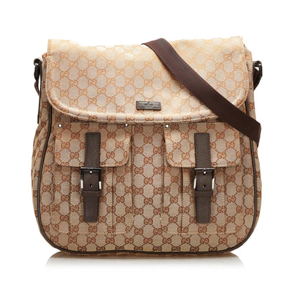 Gucci GG Canvas Double Pocket Flap Messenger (SHG-35377)