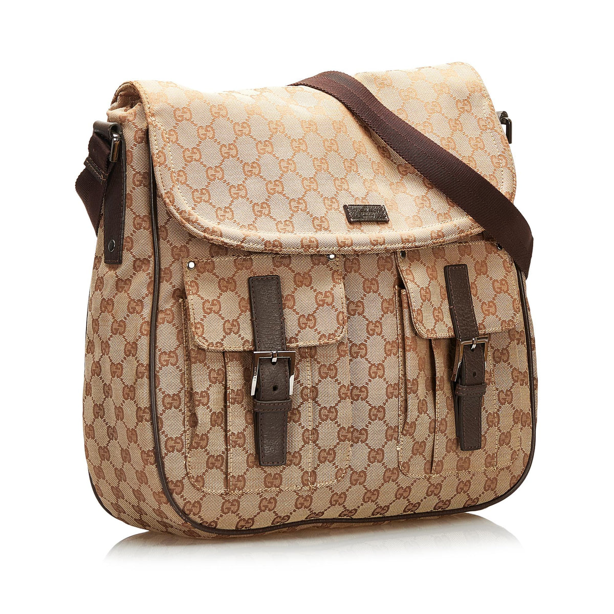 Gucci GG Canvas Double Pocket Flap Messenger (SHG-35377)