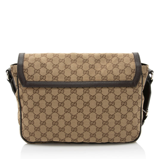 Gucci GG Canvas Flap Messenger (SHF-jreKOd)