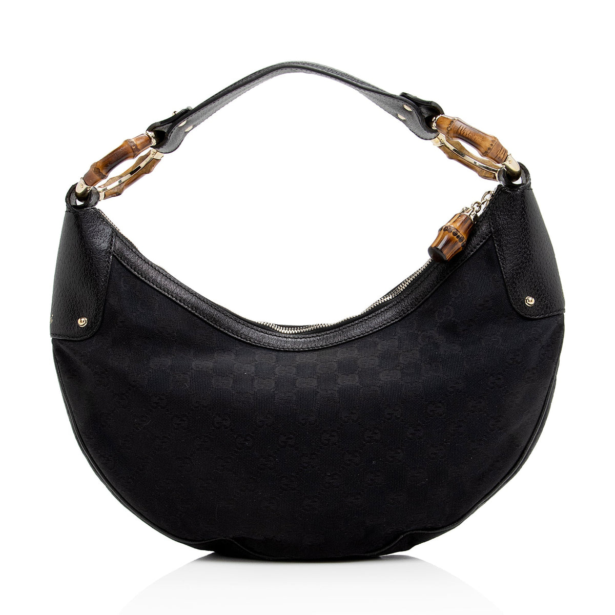 Gucci GG Canvas Bamboo Half Moon Medium Hobo (SHF-22952)