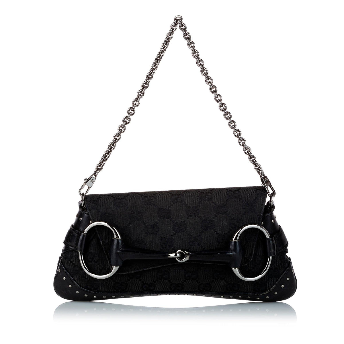 Gucci GG Canvas Horsebit Chain Baguette (SHG-uZLe9a)
