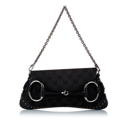 Gucci GG Canvas Horsebit Chain Baguette (SHG-uZLe9a)