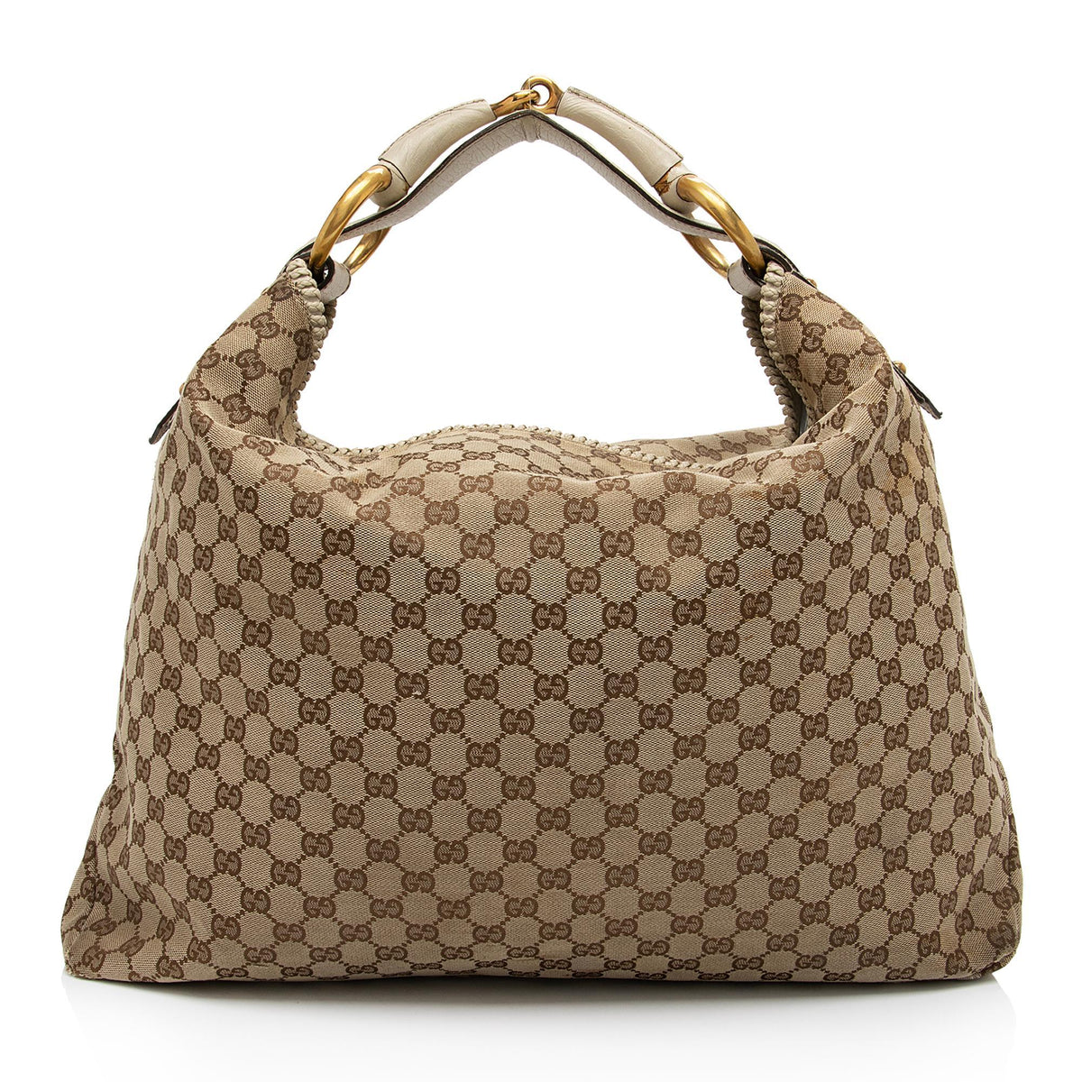 Gucci GG Canvas Horsebit Large Hobo - FINAL SALE (SHF-cqgUHp)