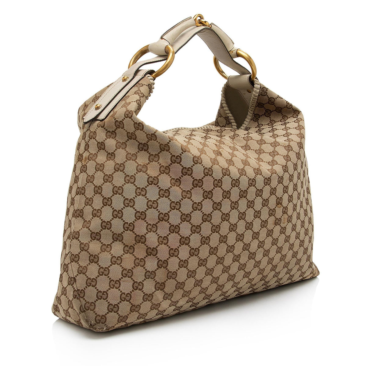 Gucci GG Canvas Horsebit Large Hobo - FINAL SALE (SHF-cqgUHp)