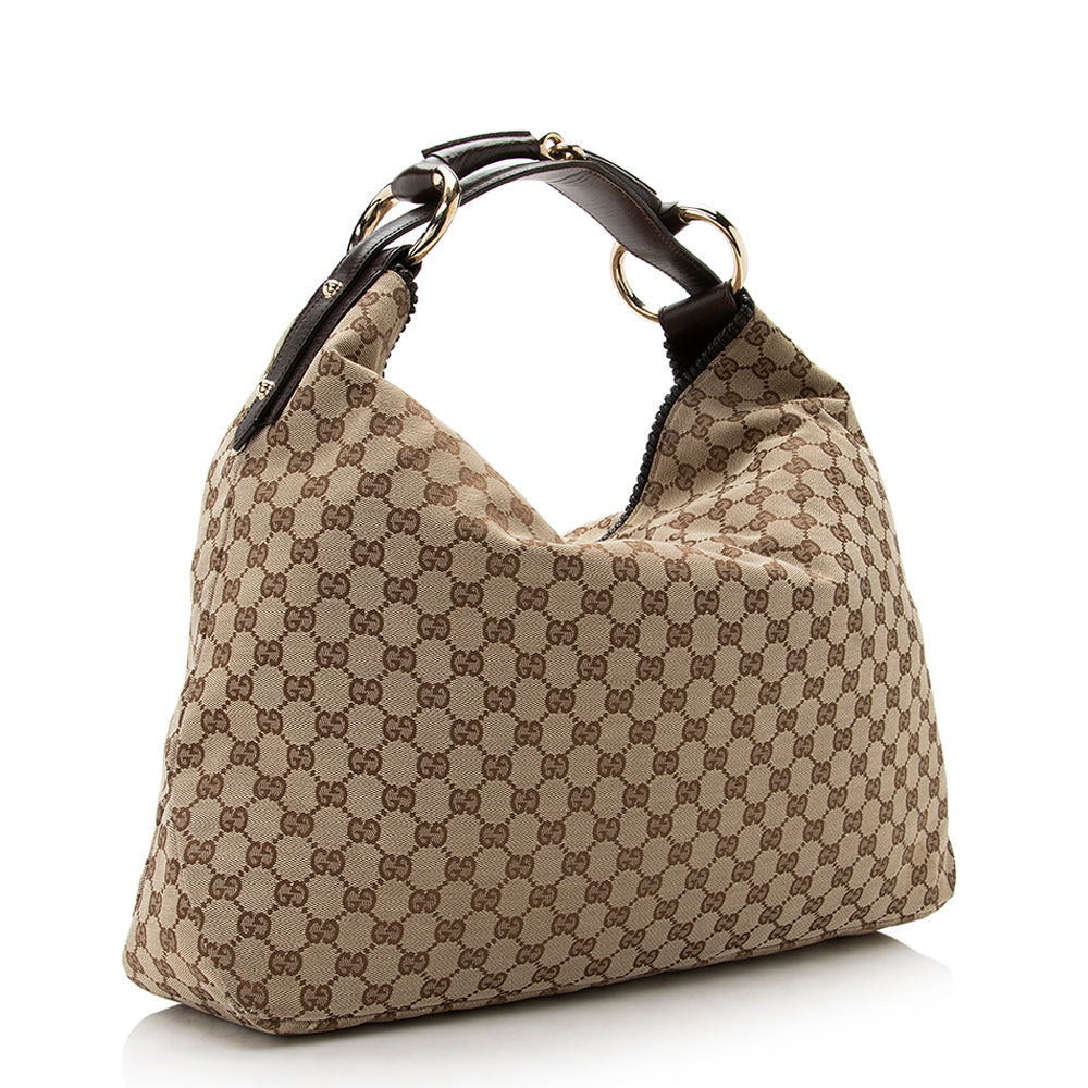 Gucci GG Canvas Horsebit Large Hobo (SHF-21632)