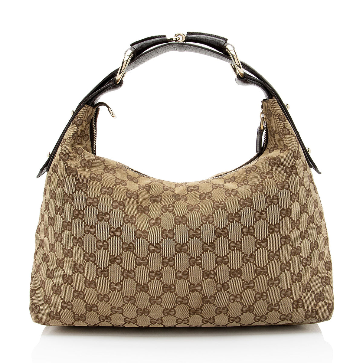 Gucci GG Canvas Horsebit Medium Hobo (SHF-V8RIx7)