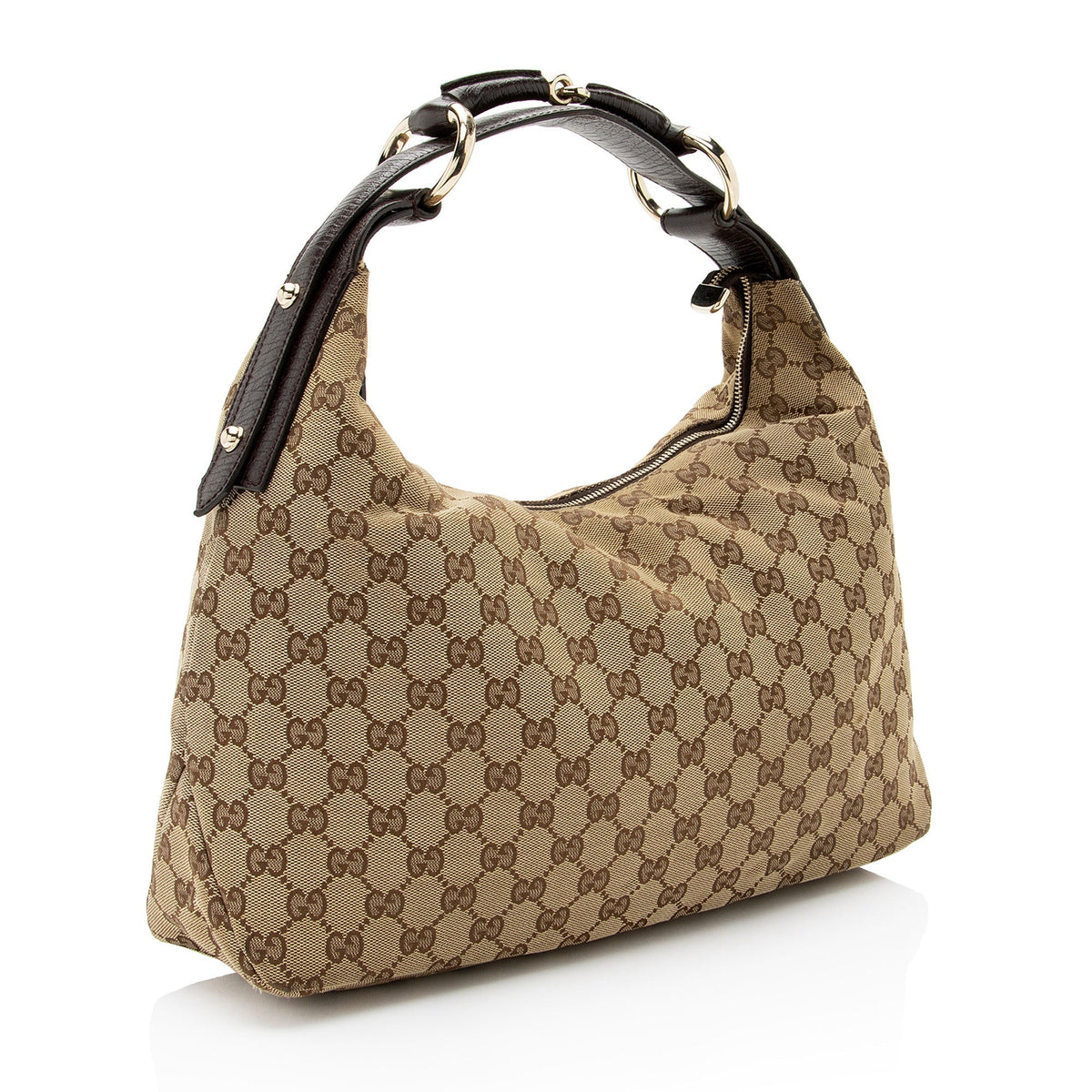 Gucci GG Canvas Horsebit Medium Hobo (SHF-V8RIx7)