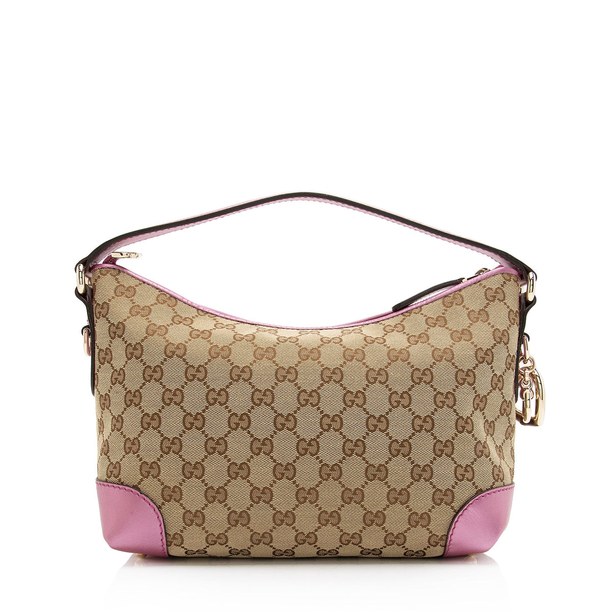 Gucci GG Canvas Metallic Leather Heart Bit Charm Small Hobo (SHF-23021)