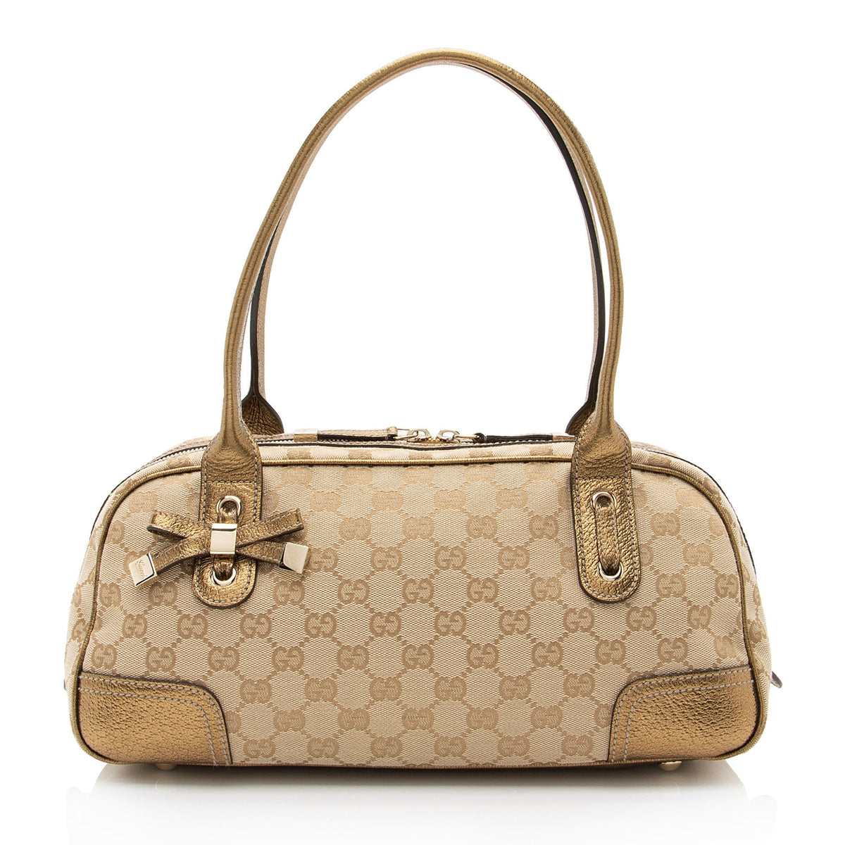 Gucci GG Canvas Metallic Leather Princy Medium Boston Bag (SHF-af8xb3)