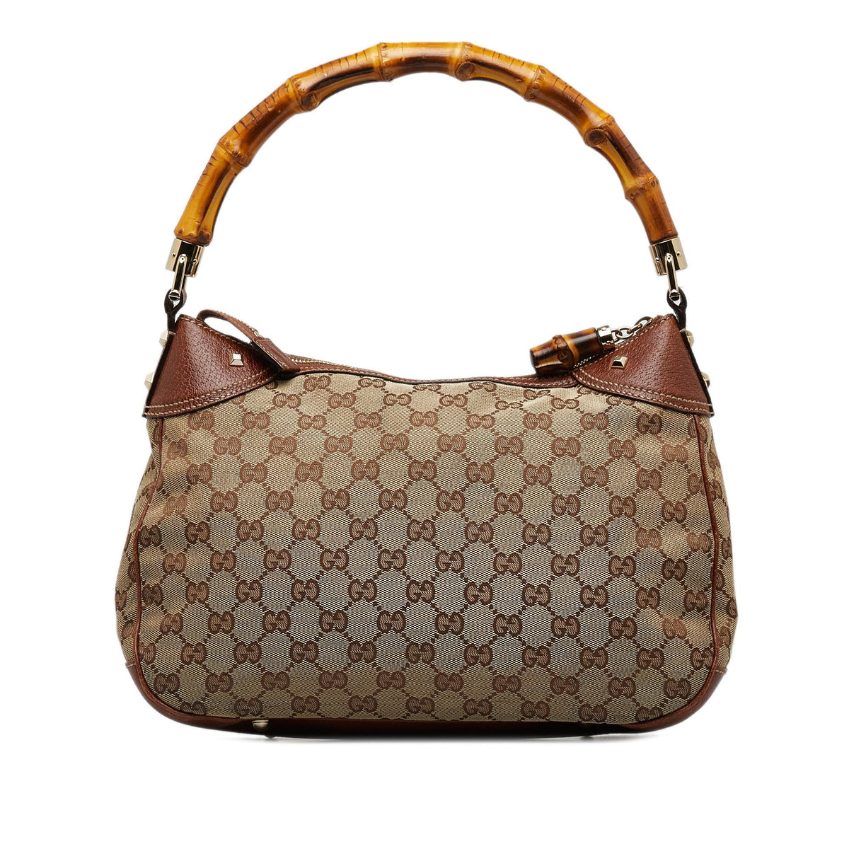 Gucci GG Canvas Nailhead Bamboo Handle Bag (SHG-kiHtJf)