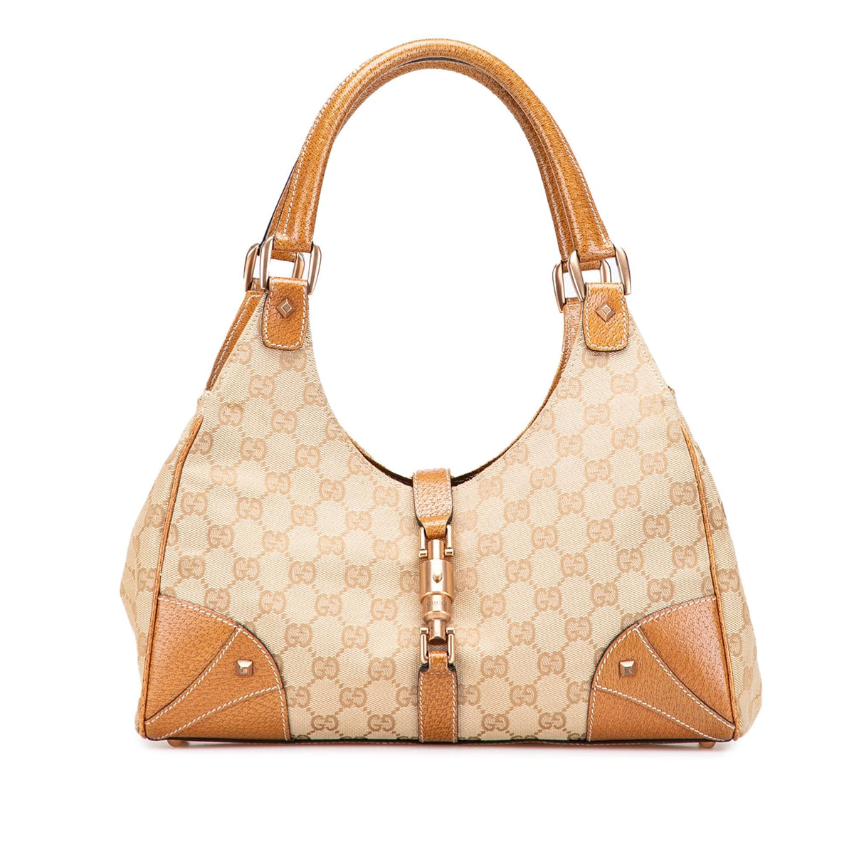 Gucci GG Canvas Nailhead Jackie Bardot Handbag
